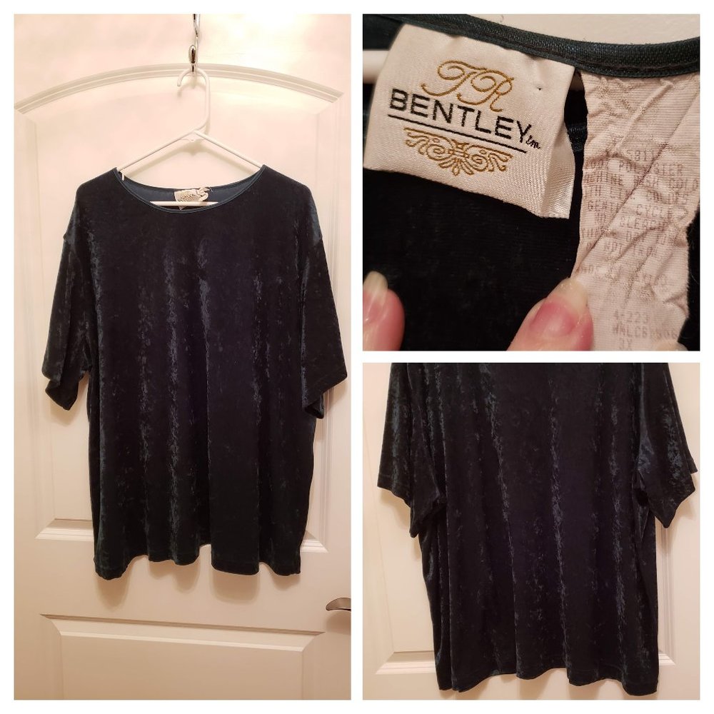 Forest green crushed velvet short sleeve roundneck